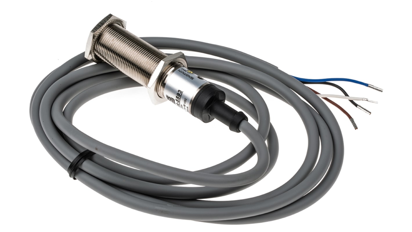 Rs-Online Sensore Di Prossimità Cilindro Filettato RS PRO M18 Rilevamento 5 Mm 10 → 30 V C.c