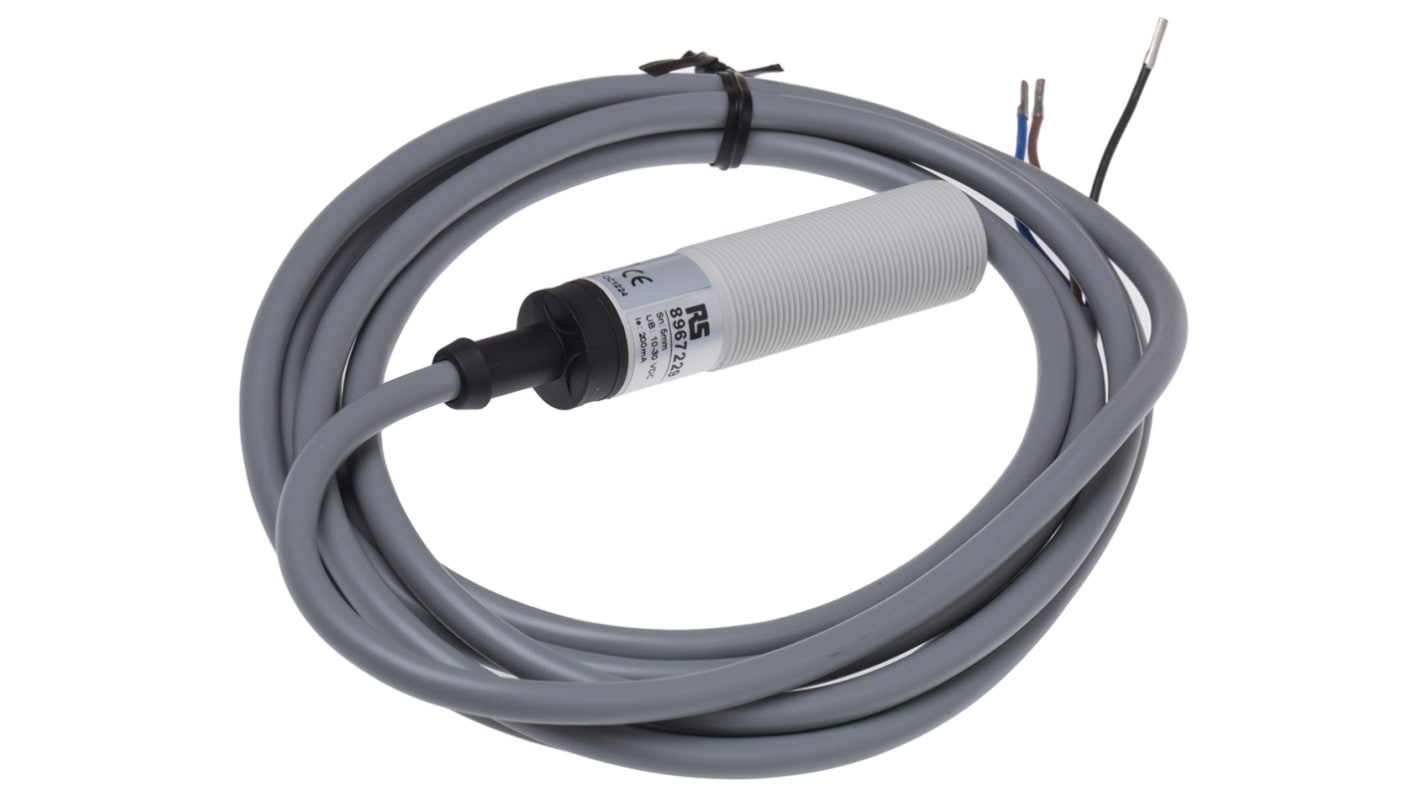 Rs-Online Sensore di prossimità Cilindro filettato RS PRO M18 rilevamento 5 mm 10 → 30 V c.c