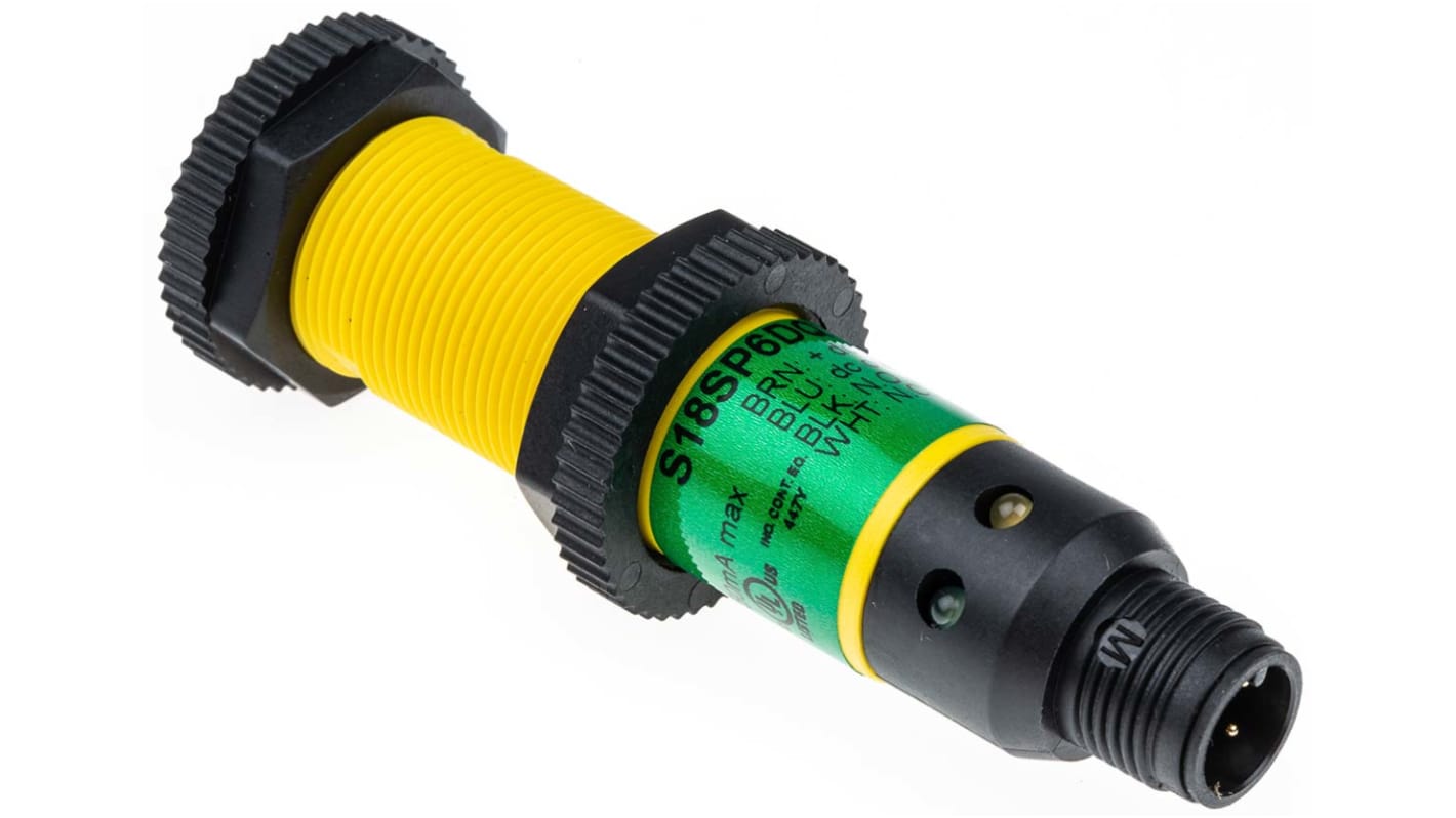 Rs-Online Sensore fotoelettrico Cilindrico Banner a diffusione rilevamento 0 → 100 mm uscita PNP