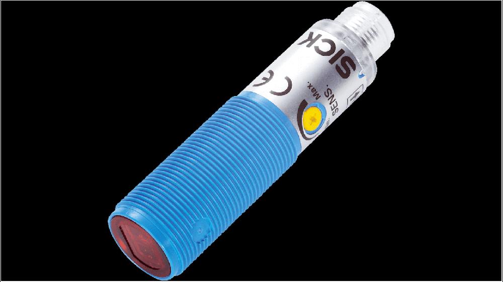 Rs-Online Sensore fotoelettrico Cilindrico SICK a soppressione di sfondo rilevamento 1 mm → 140 mm uscita PNP