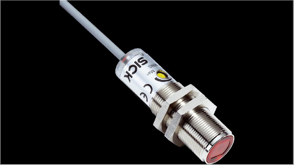 Rs-Online Sensore fotoelettrico Cilindrico SICK a soppressione di sfondo rilevamento 10 mm → 350 mm uscita PNP