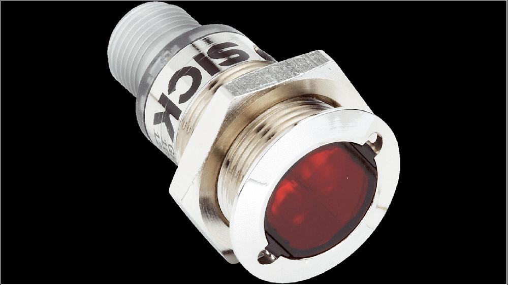 Rs-Online Sensore fotoelettrico Cilindrico SICK a soppressione di sfondo rilevamento 3 mm → 300 mm uscita PNP