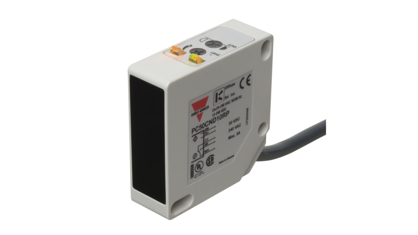 Rs-Online Sensore fotoelettrico Rettangolare Carlo Gavazzi a riflessione diffusa rilevamento 10 → 1000 mm uscita PNP/NPN