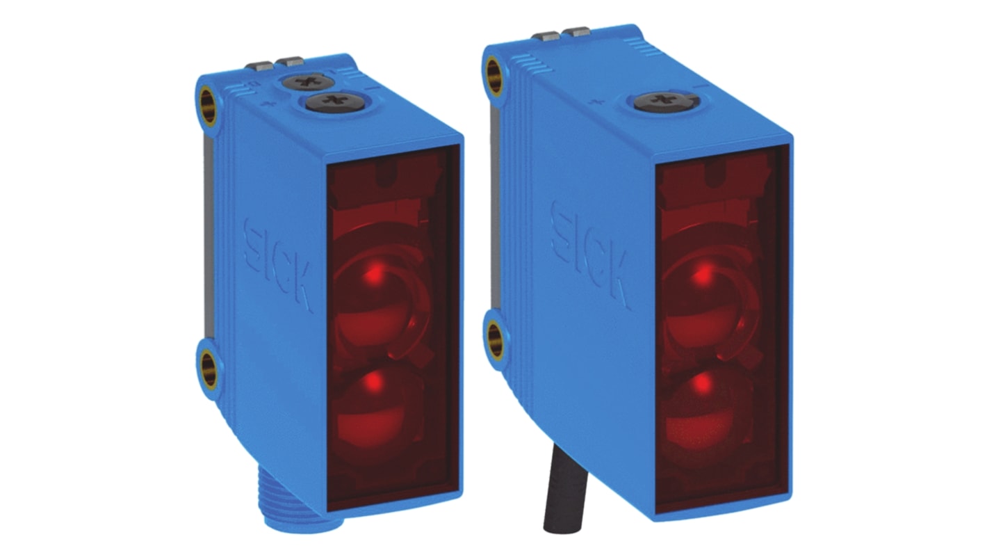 Rs-Online Sensore fotoelettrico Rettangolare SICK a soppressione di sfondo rilevamento 20 mm → 950 mm uscita Relè