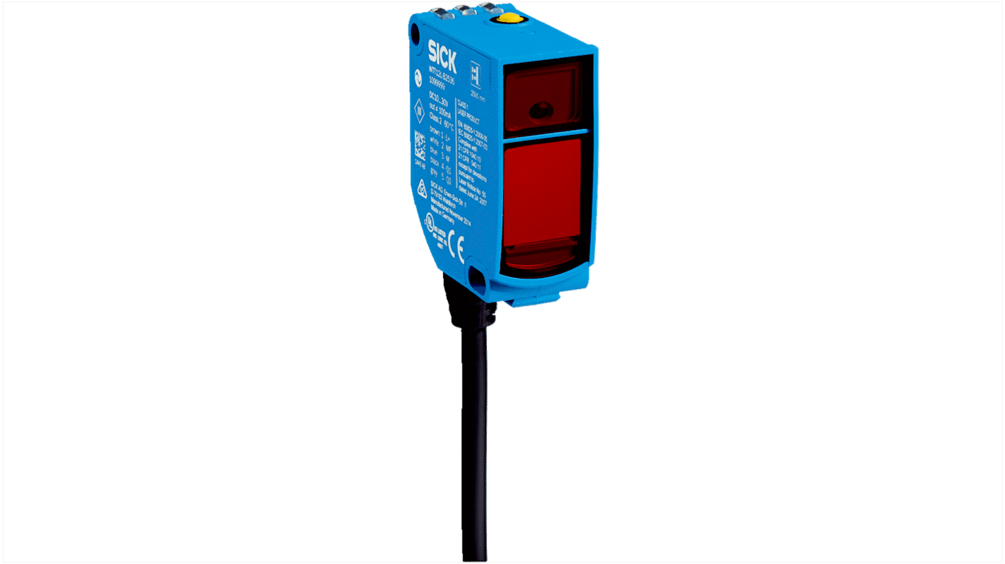 Rs-Online Sensore fotoelettrico Rettangolare SICK a soppressione di sfondo rilevamento 50 → 3800 mm uscita PNP/NPN