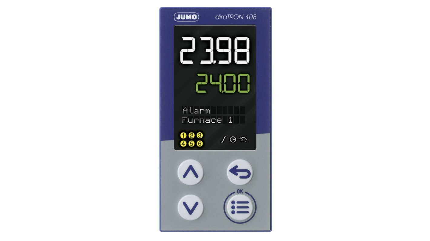 Rs-Online Termoregolatori PID Jumo diraTRON 110 → 240 V c.a. 48 x 96mm 3 uscite 2 relè 1 logico