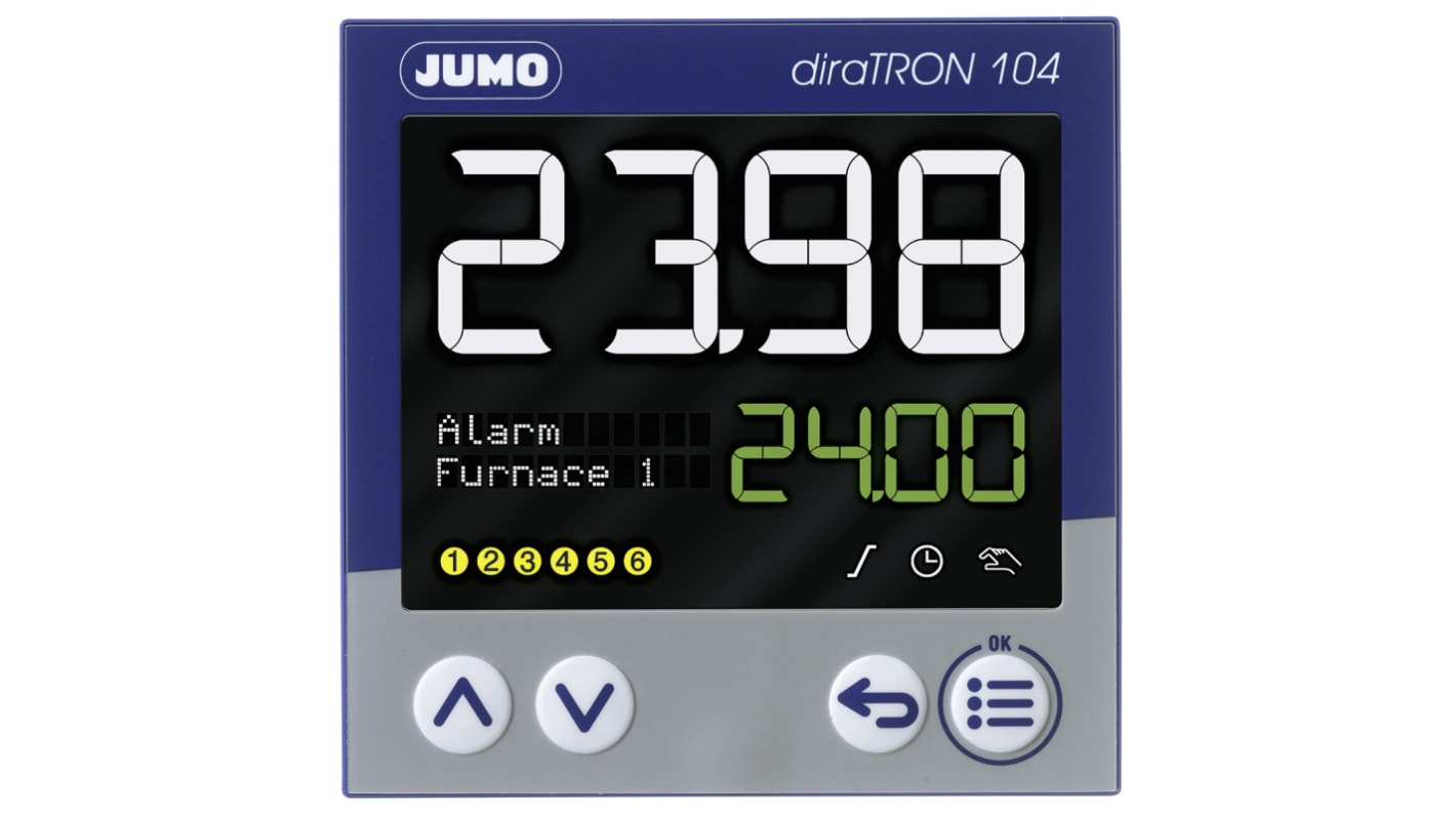 Rs-Online Termoregolatori PID Jumo diraTRON 20 → 30 V c.a./c.c. 96 x 96mm 3 uscite 2 relè 1 logico
