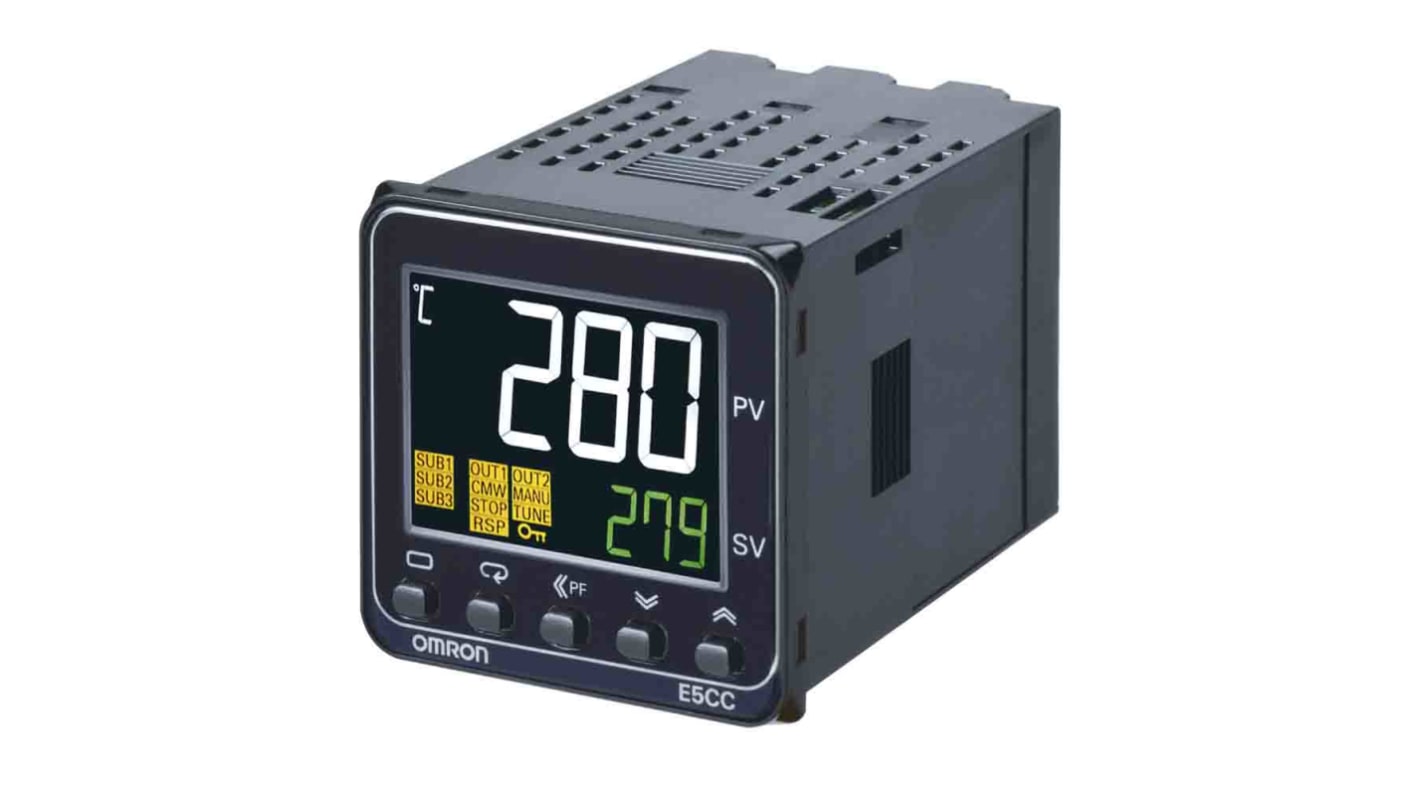 Rs-Online Termoregolatori PID Omron E5CC 100 → 240 V c.a. 48 x 48mm 3 uscite SSR relè a stato solido logica