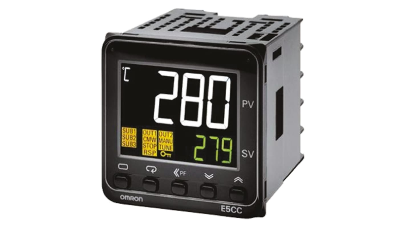 Rs-Online Termoregolatori PID Omron E5CC 24 V c.a. / c.c. 48 x 48mm 1 uscita SSR relè a stato solido logica