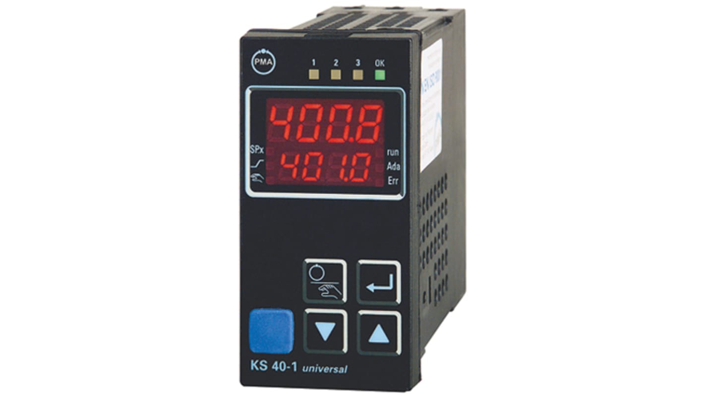 Rs-Online Termoregolatori PID P.M.A KS40 90→ 250 V c.a. 96 x 48 (1/8 DIN)mm 2 uscite