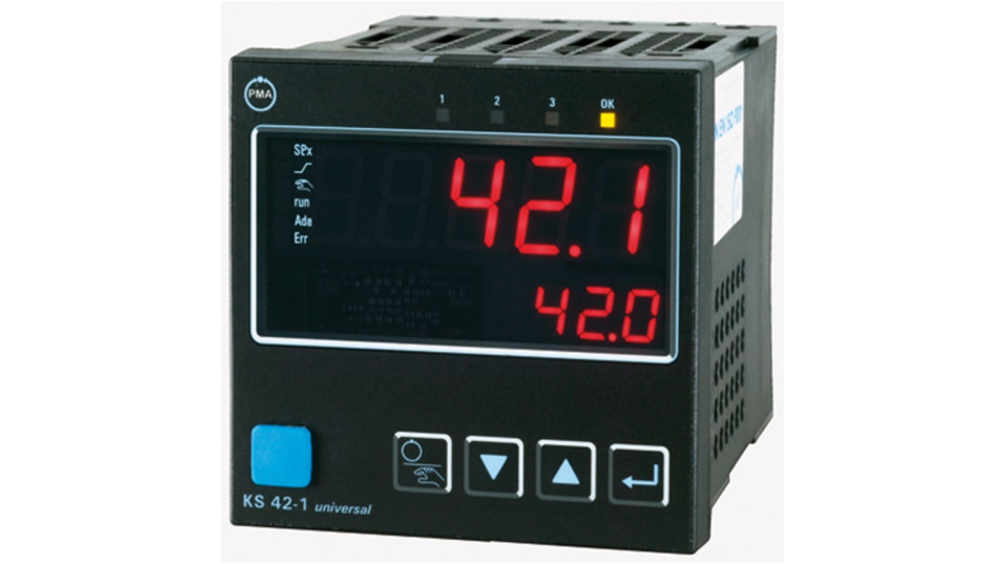 Rs-Online Termoregolatori PID P.M.A KS42 90→ 250 V c.a. 96 x 96 (1/4 DIN)mm 2 uscite Relè