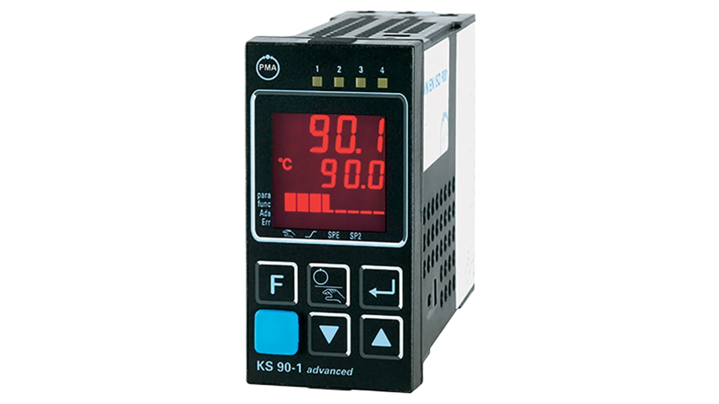 Rs-Online Termoregolatori PID P.M.A KS90 90→ 250 V c.a. 96 x 48 (1/8 DIN)mm 3 uscite Relè