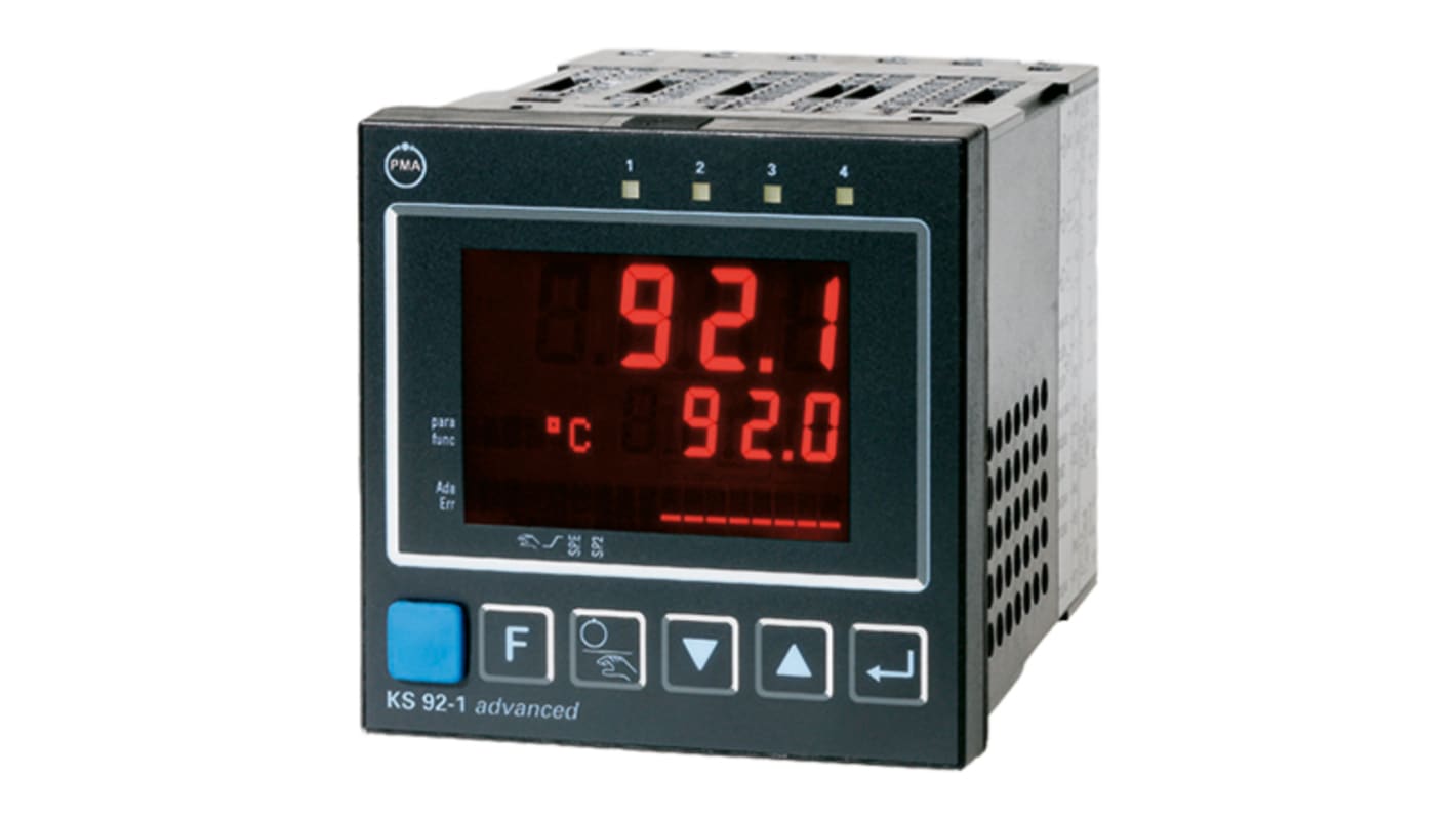 Rs-Online Termoregolatori PID P.M.A KS92 18 → 30 V c.c. 24 V c.a. 96 x 96 (1/4 DIN)mm 4 uscite Relè