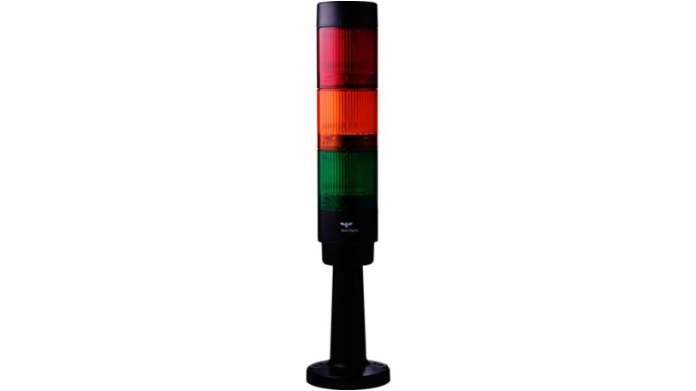 Rs-Online Torretta di segnalazione AUER Signal 24 V c.c. LED 3 elementi lenti Rosso/Verde/Ambra con Cicalino