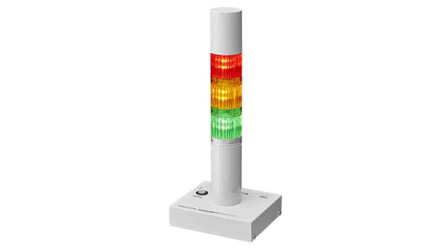 Rs-Online Torretta di segnalazione Patlite 24 V c.c. LED 3 elementi lenti Trasparente con Cicalino