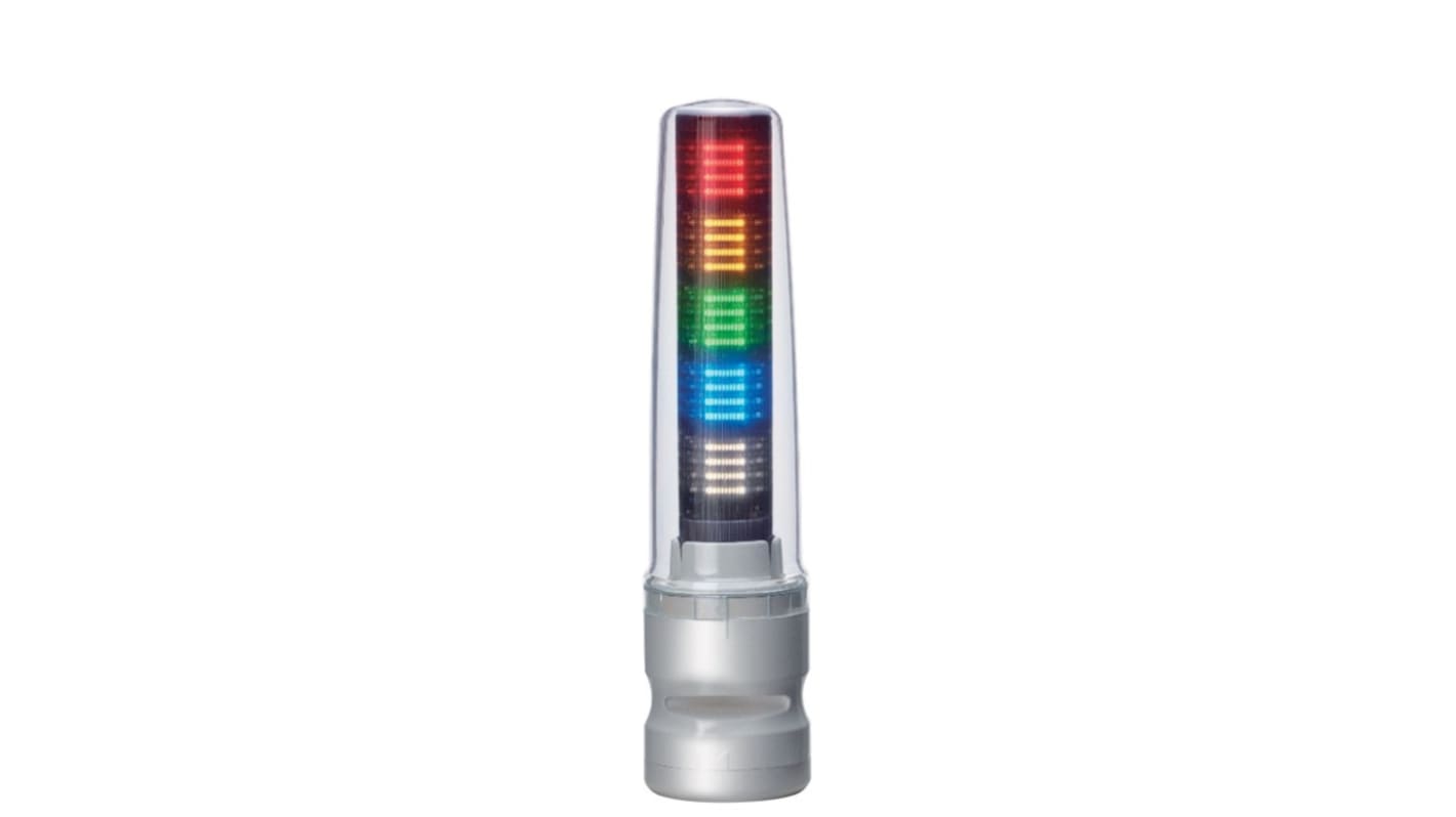 Rs-Online Torretta di segnalazione Patlite 24 V c.c. LED 5 elementi lenti Trasparente con Cicalino