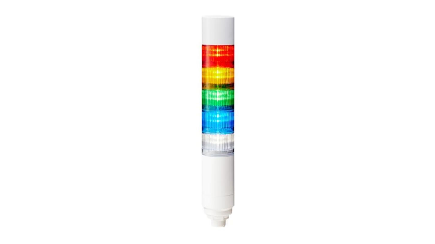 Rs-Online Torretta di segnalazione Patlite 24 V c.c. LED 5 elementi lenti Multicolore con Cicalino