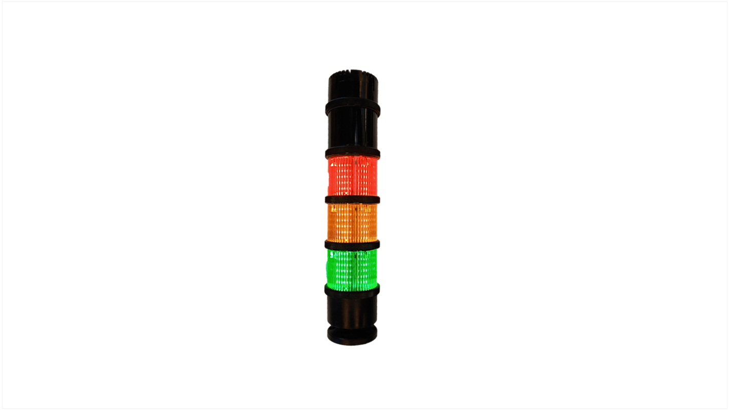 Rs-Online Torretta di segnalazione RS PRO 24 V ca/cc LED 3 elementi lenti Rosso/Verde/Ambra