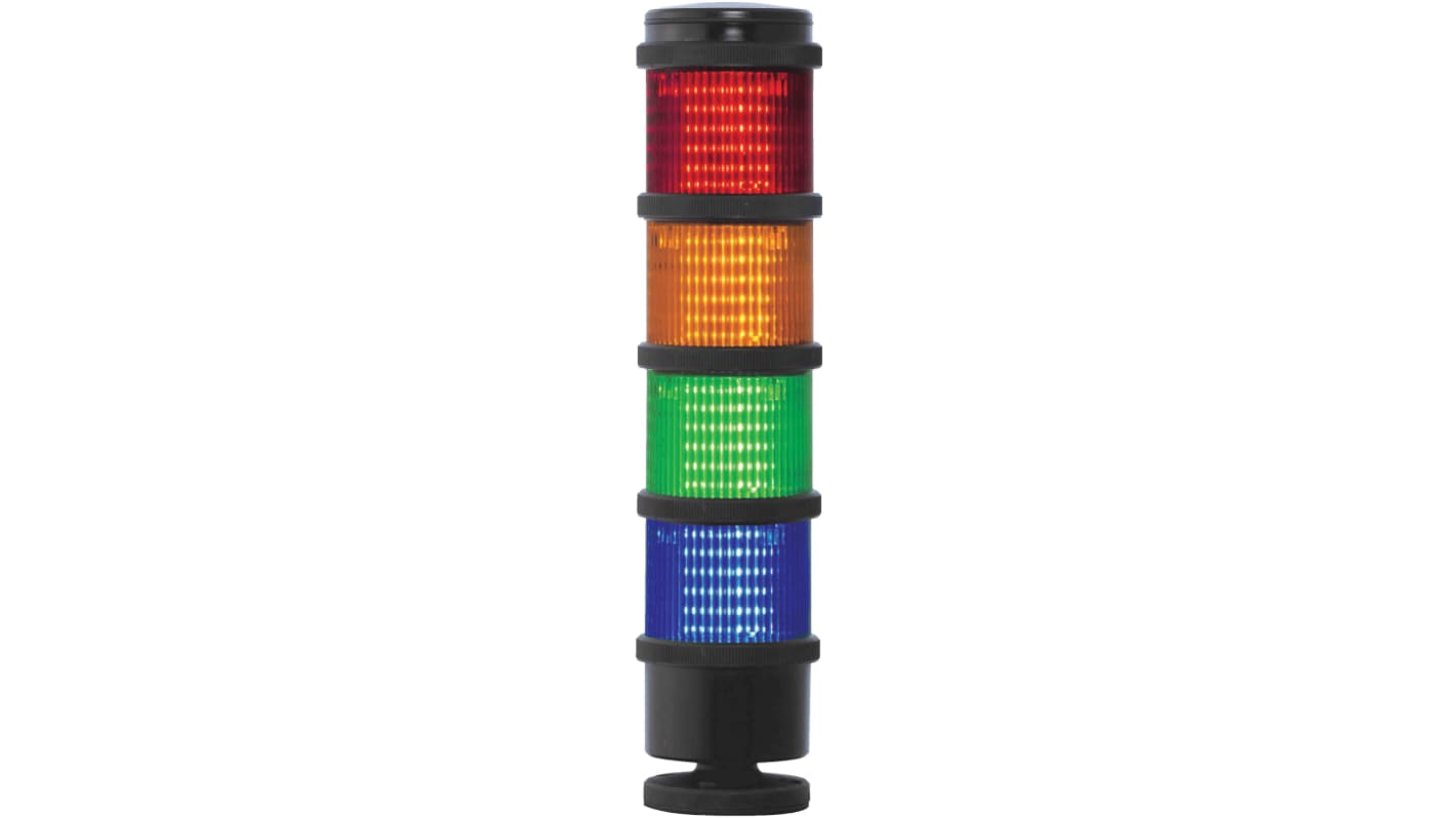 Rs-Online Torretta di segnalazione RS PRO 24 V LED 4 elementi lenti Rosso/Verde/Ambra/Blu