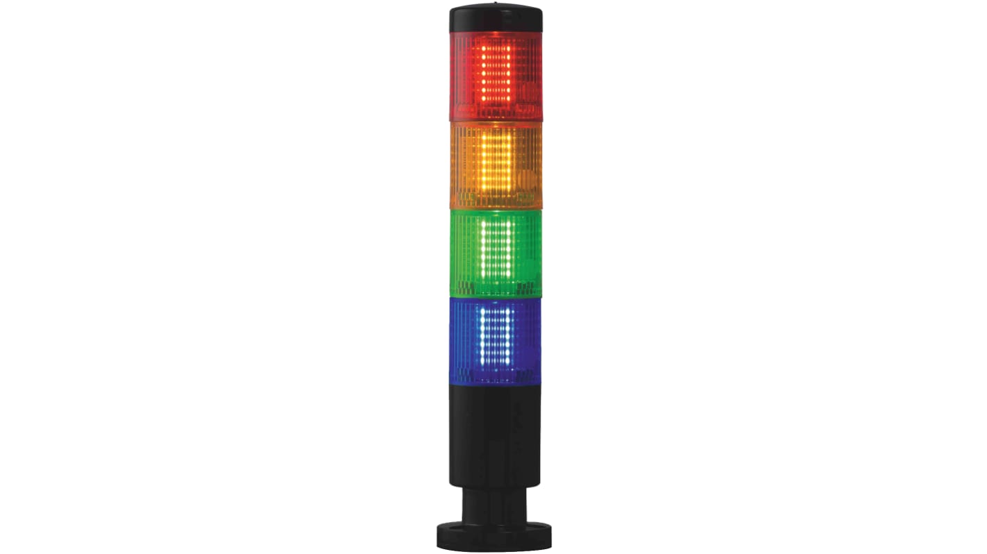 Rs-Online Torretta di segnalazione RS PRO 24 V LED 4 elementi lenti Rosso/Verde/Ambra/Blu