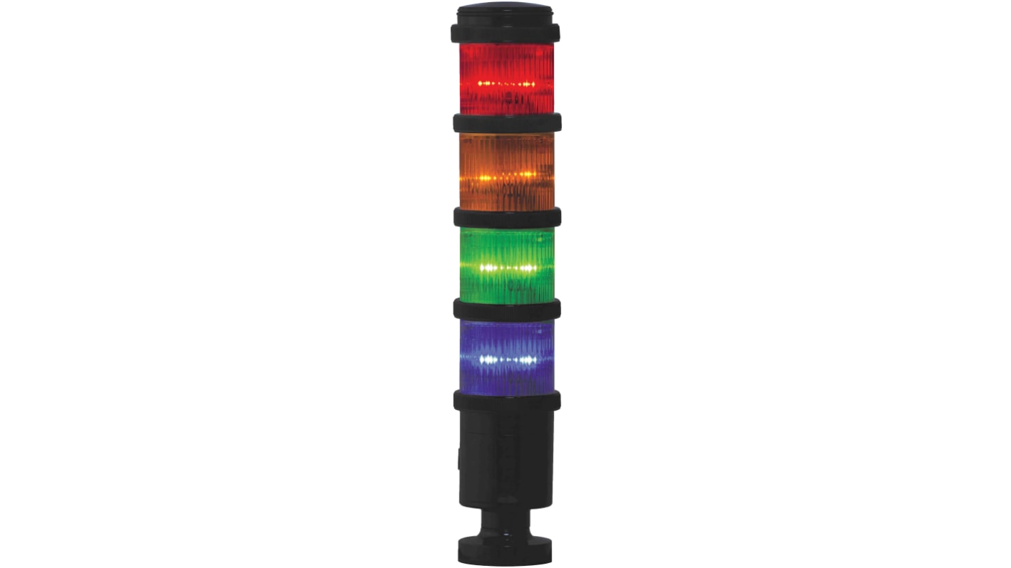Rs-Online Torretta di segnalazione RS PRO 240 V LED 4 elementi lenti Rosso/Verde/Ambra/Blu
