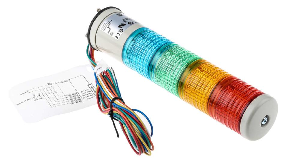 Rs-Online Torretta di segnalazione Schneider Electric 24 V c.a. / c.c. LED 4 elementi lenti Rosso/Verde/Ambra/Blu