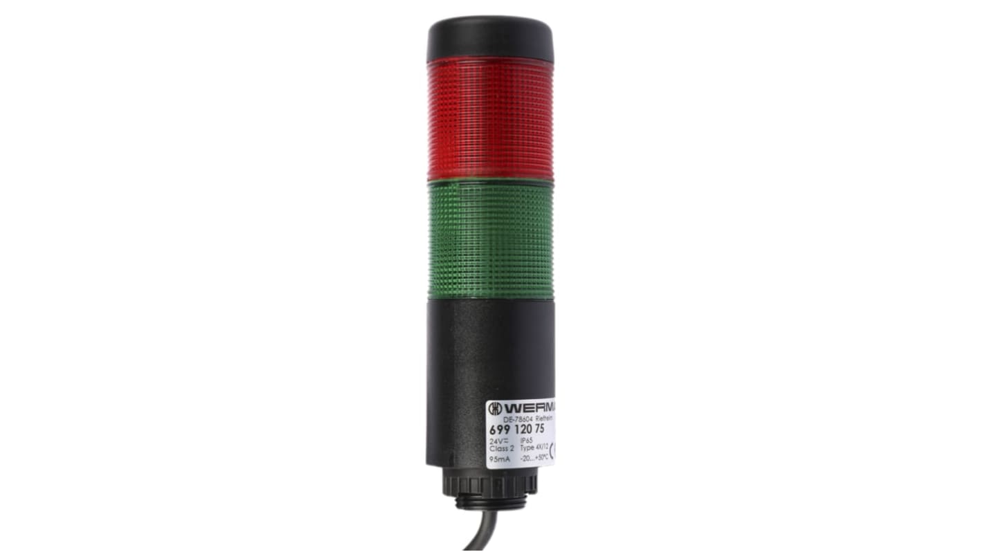 Rs-Online Torretta di segnalazione Werma 24 V LED 2 elementi lenti Rosso/Verde con Cicalino