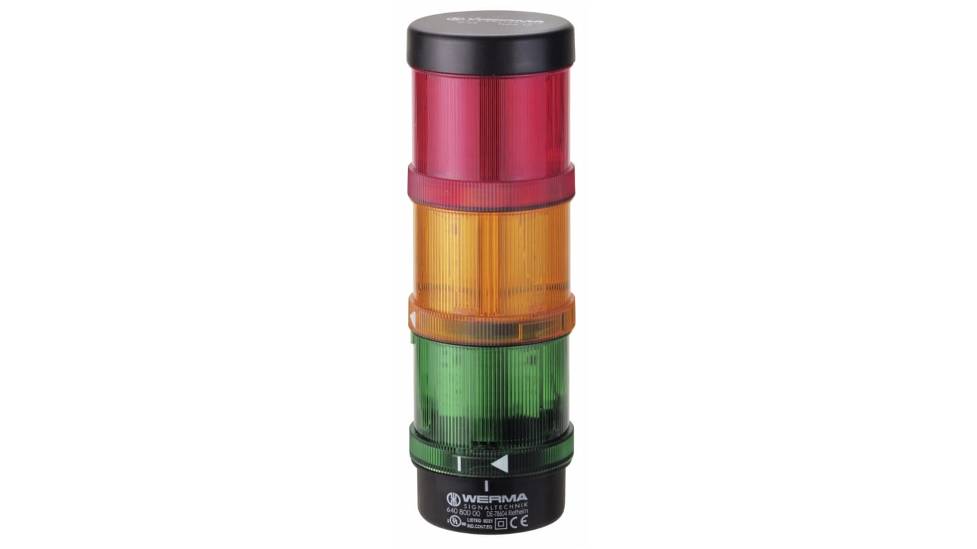Rs-Online Torretta di segnalazione Werma 24 V LED 3 elementi lenti Rosso/Verde/Giallo