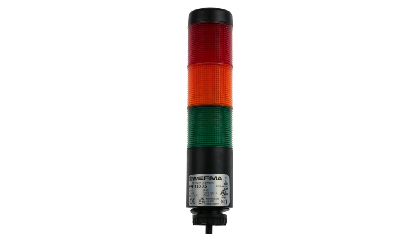 Rs-Online Torretta di segnalazione Werma 24 V LED 3 elementi lenti Rosso/Verde/Giallo con Cicalino