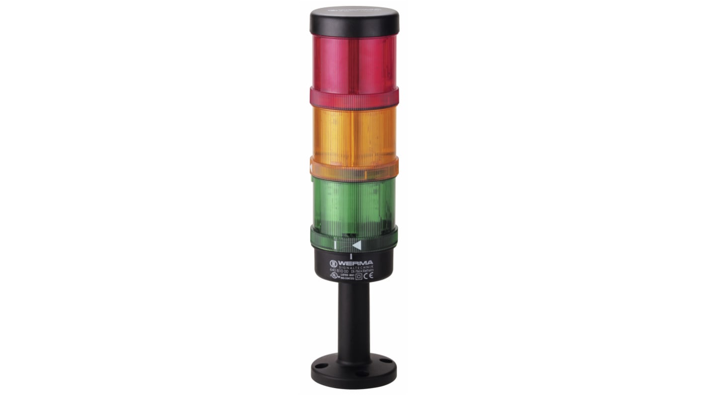Rs-Online Torretta di segnalazione Werma 24 V LED 3 elementi lenti Rosso/Verde/Giallo