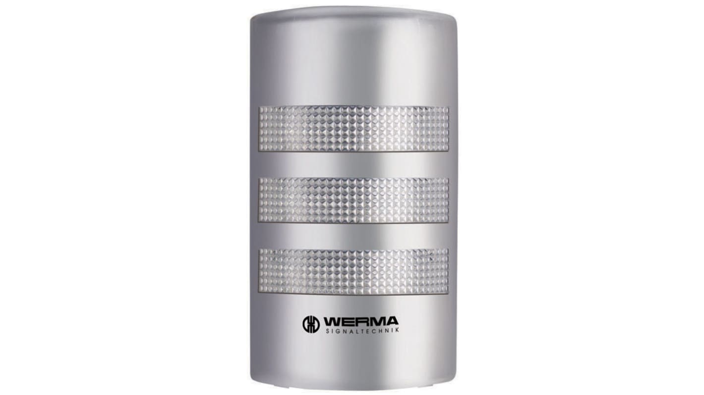 Rs-Online Torretta di segnalazione Werma 24 V LED 3 elementi lenti Trasparente con Cicalino