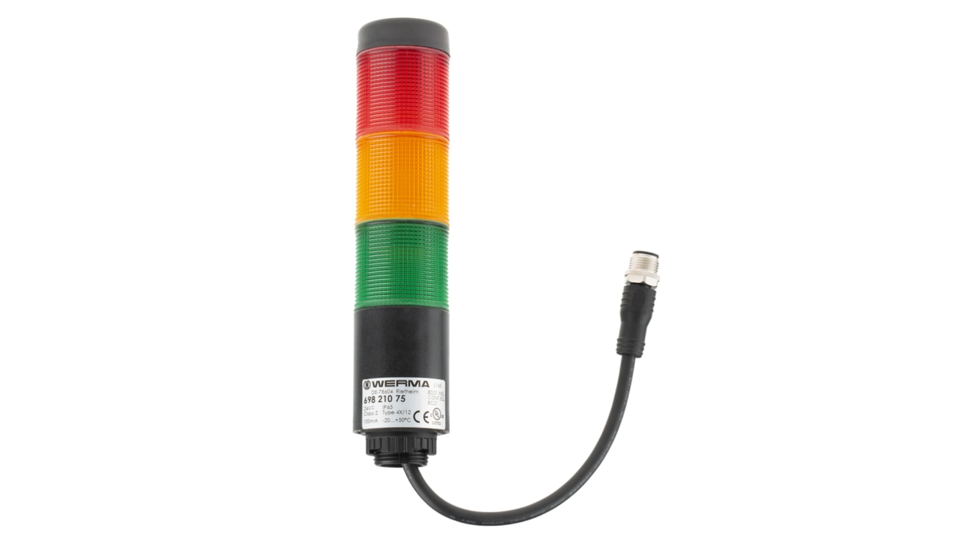 Rs-Online Torretta di segnalazione Werma 24 V LED 3 elementi lenti Rosso/Verde/Giallo