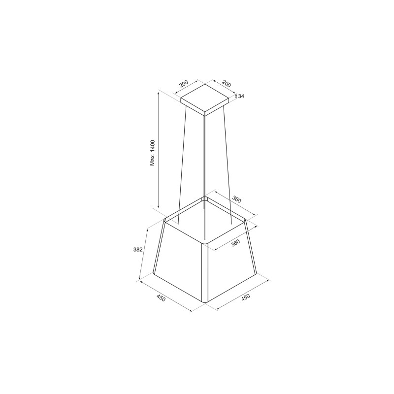AirForce F164 IX/F/45 Cappa Aspirante A Isola 650 M3/h 45 Cm - INOX