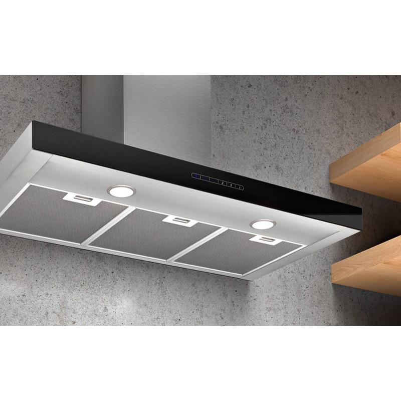 AirForce F205 IXBL/A/90 Cappa Cucina a Parete 650 m3/h 90 cm - INOX e VETRO NERO