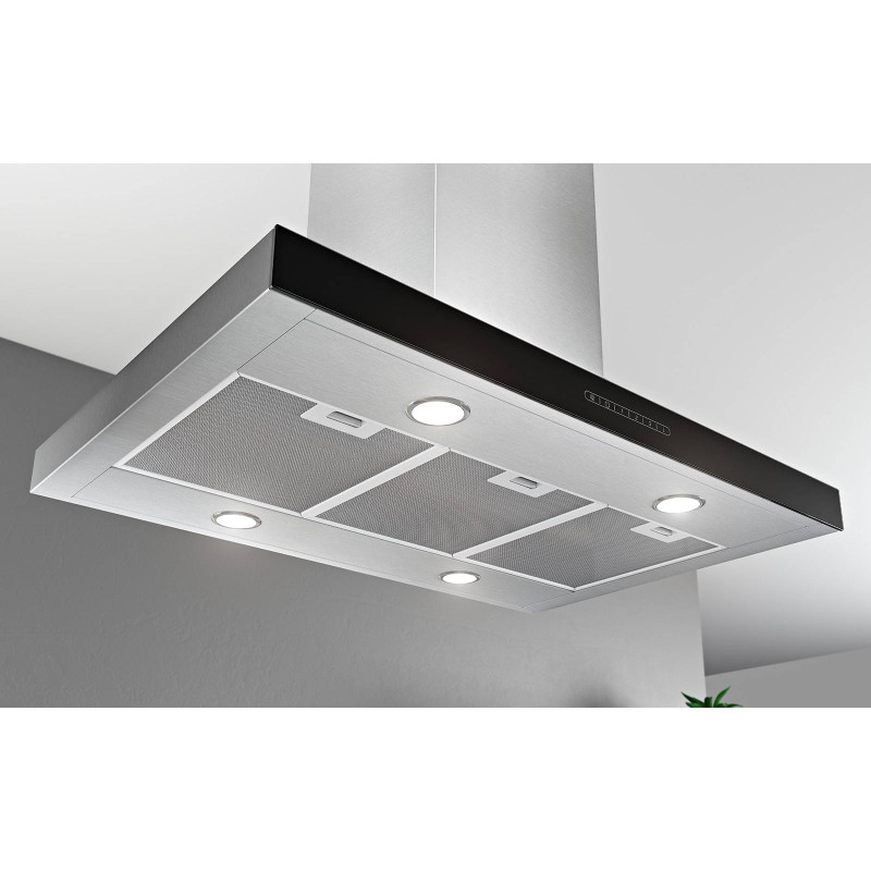 AirForce F206 F206 IXBL/A/90 cappa ad isola 609 m3/h 90 cm - INOX e VETRO BIANCO