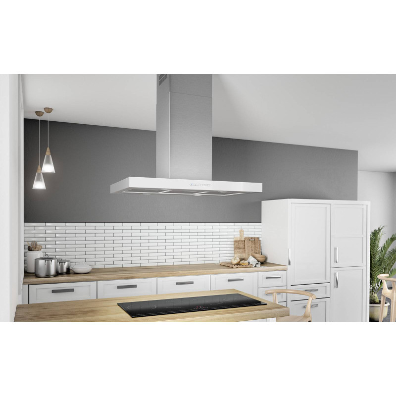 AirForce F206 IXWH/A/90 Cappa Ad Isola 609 M3/h 90 Cm - INOX E VETRO BIANCO