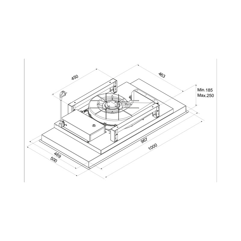 AirForce Gabrielle IX/A/100 Cappa Aspirante A Soffitto 800 M3/h 100 Cm - INOX