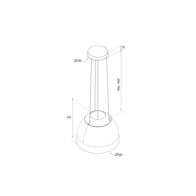AirForce New Moon R PWH/F/45 Cappa Aspirante A Isola 650 M3/h Ø 45 Cm - Bianco Perla