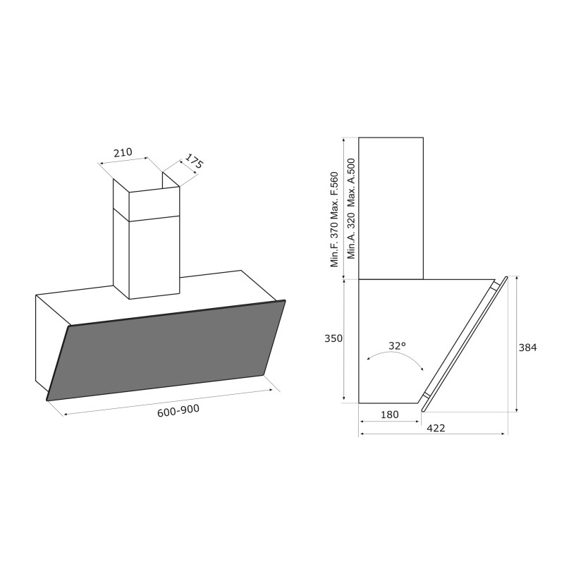 AirForce Vitamina 8 IX/A/60 Cappa Cucina A Parete 725 M3/h 60 Cm - INOX