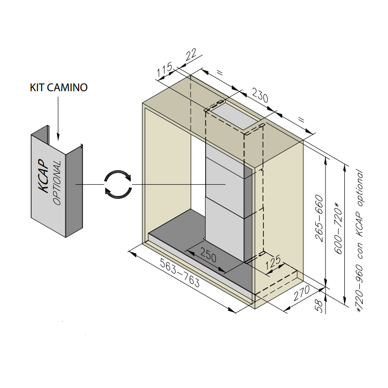 AIRONE AIDA 60 AVQ740000030000002 Cappa Ad Incasso 60 Cm Classe Energetica B INOX - Senza Motore
