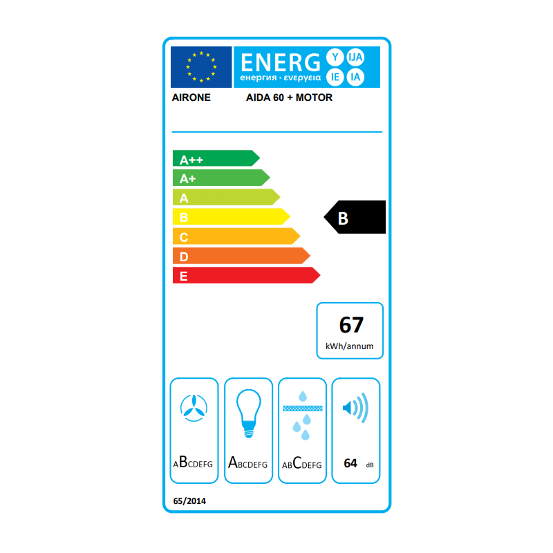 AIRONE AIDA 60 AVQ740000030000003 Cappa Ad Incasso Con Motore 60 Cm Classe Energetica B INOX