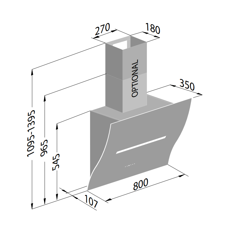 AIRONE Boheme Vetro 80 AIQ802201000000000 Cappa A Parete 80 Cm Classe Energetica A - Bianco