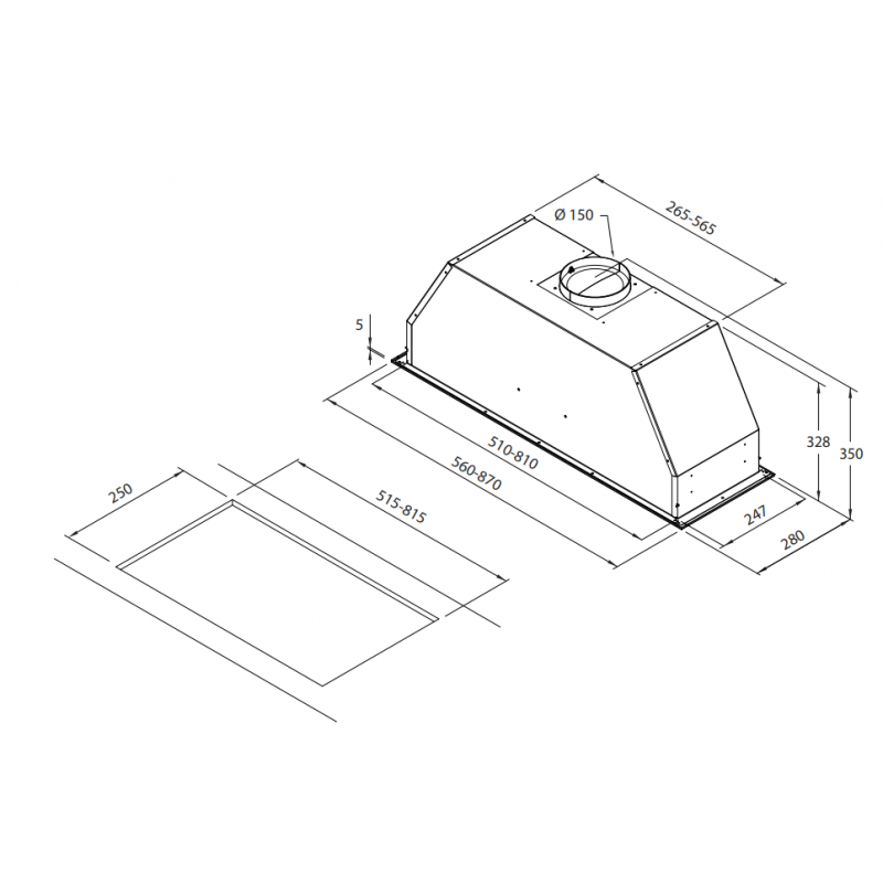 AIRONE Caruso 60 - AIP060000000000000 Cappa Ad Incasso 60 Cm Acciaio Inox