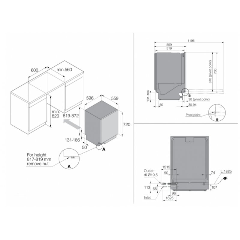 ASKO Lavastoviglie Ad Incasso Sottopiano Serie Style 14 Coperti Classe Energetica C Nero