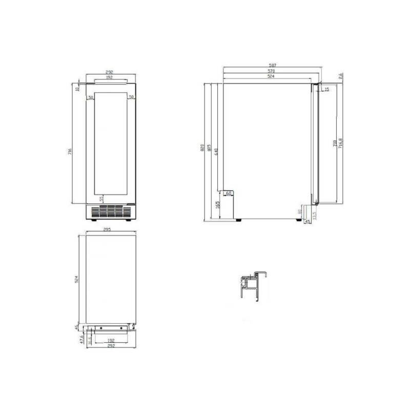 AVINTAGE AVU22TX1 Cantina Da Libera Installazione E Incasso 22 Bottiglie - Classe F - 1 Zona Temperatura - Nero Porta Inox/Vetro