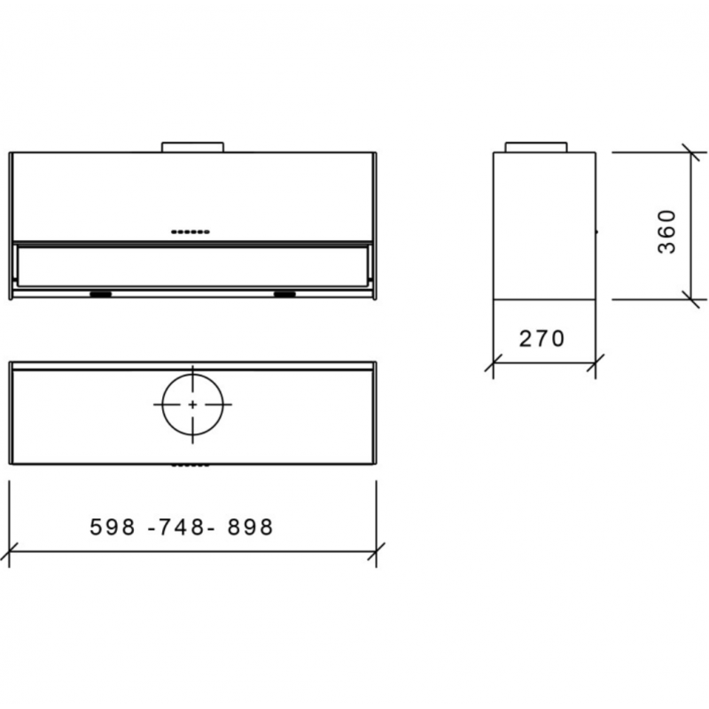 Baraldi ARIAL PARETE Cappa Cucina A Parete 90 Cm Classe A+ 700 M3/h - Nero