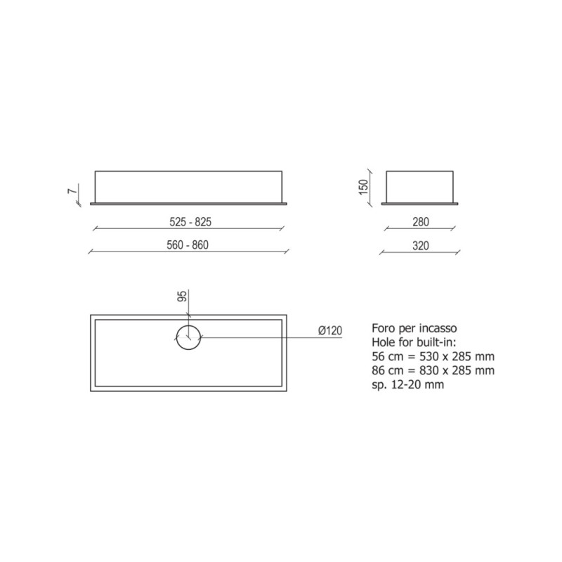 Baraldi BLOCK FILTER Cappa Cucina Da Incasso 86 Cm 270 M3/h - Grigio