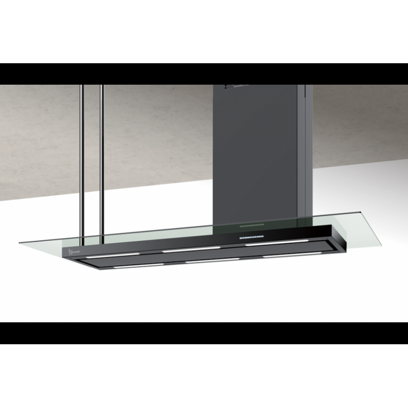 Baraldi cappa cucina ad isola Elea GLASS 146 cm con camino a Sinistra 800 m3/h Nero