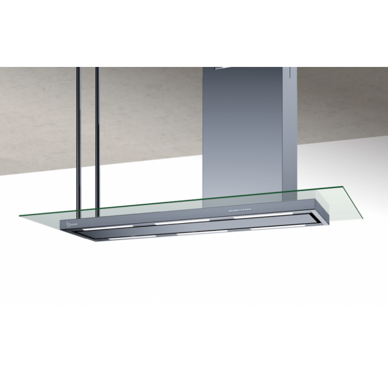 Baraldi cappa cucina ad isola Elea GLASS 146 cm con camino a Destra Inox 800 m3/h