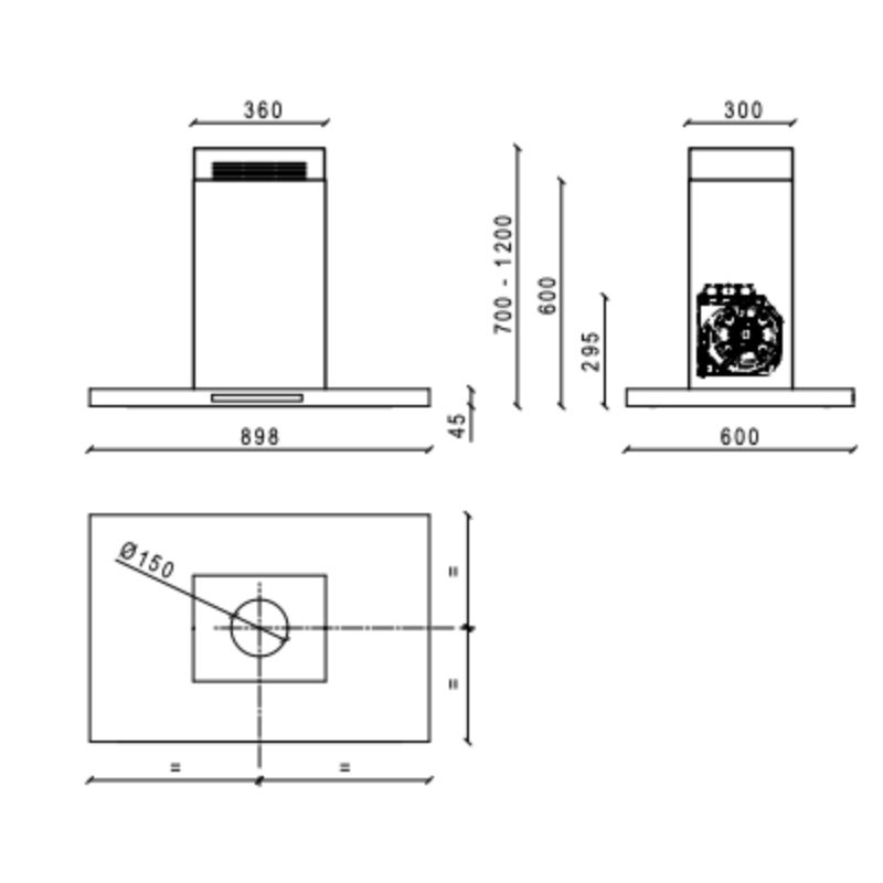 Baraldi Cappa Cucina Ad Isola LEA ISOLA 90 Cm 900 M3/h Dry Drop Inox